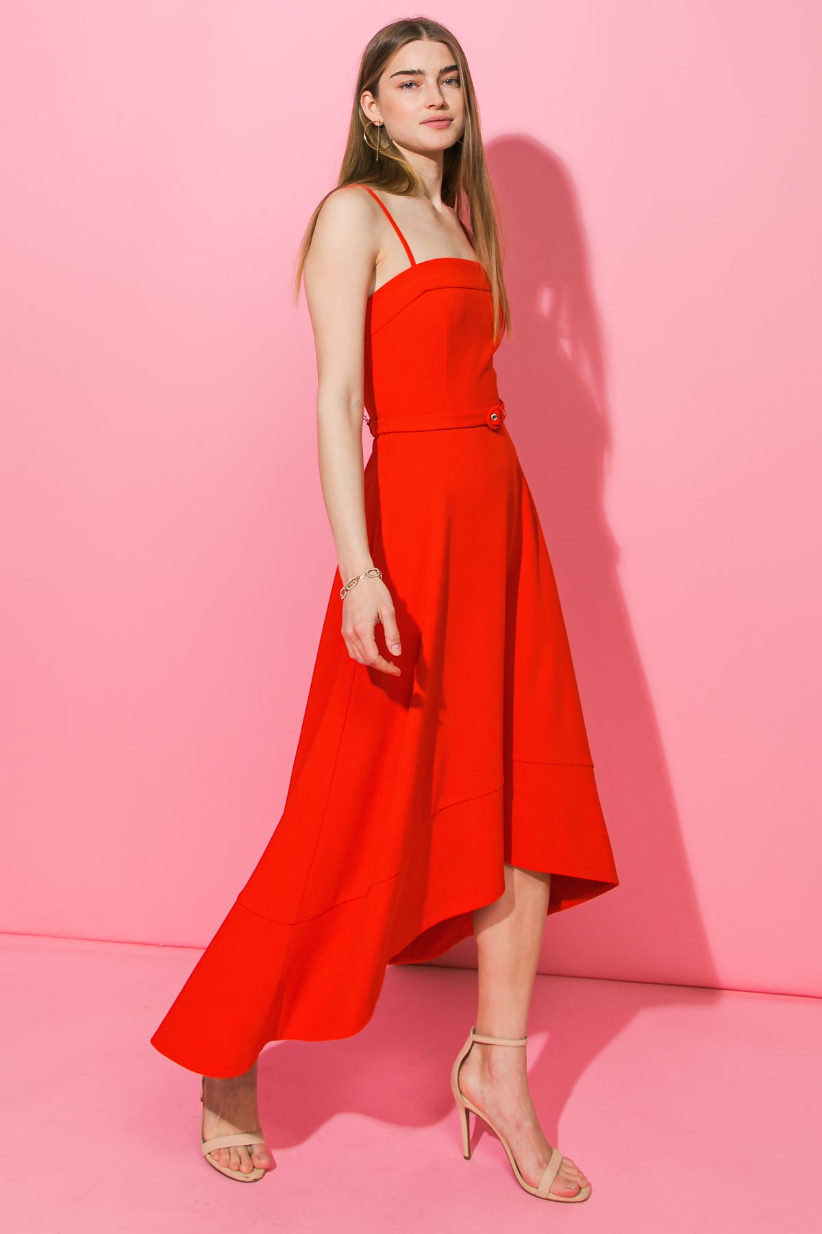 WATCH ME GO WOVEN HI-LO DRESS Flying Tomato